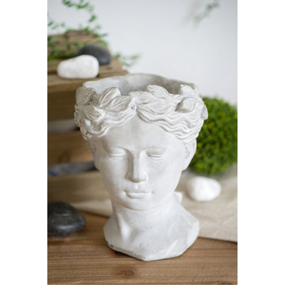Vase à fleurs en ciment de style grec - 6,3 po x 5,9 po x 9,1 po, vase gris, pour décor intérieur et extérieur de jardin 4,32 lb