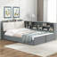 Lit plateforme en bois avec tête de lit avec rangement, tablettes et 2 tiroirs-717476665