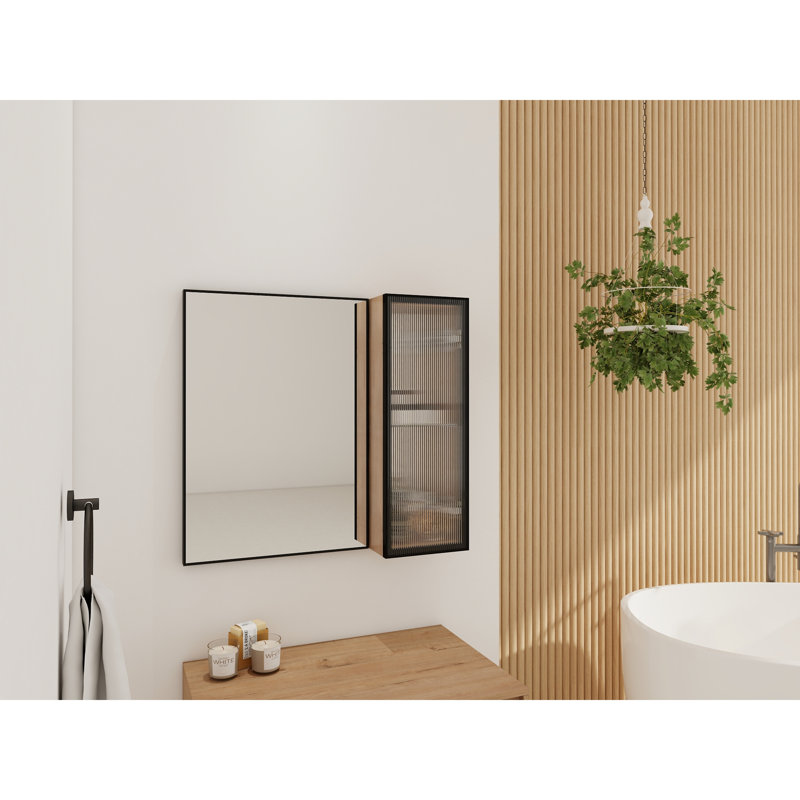 Armoire de salle de bain avec miroir mural et porte en acrylique