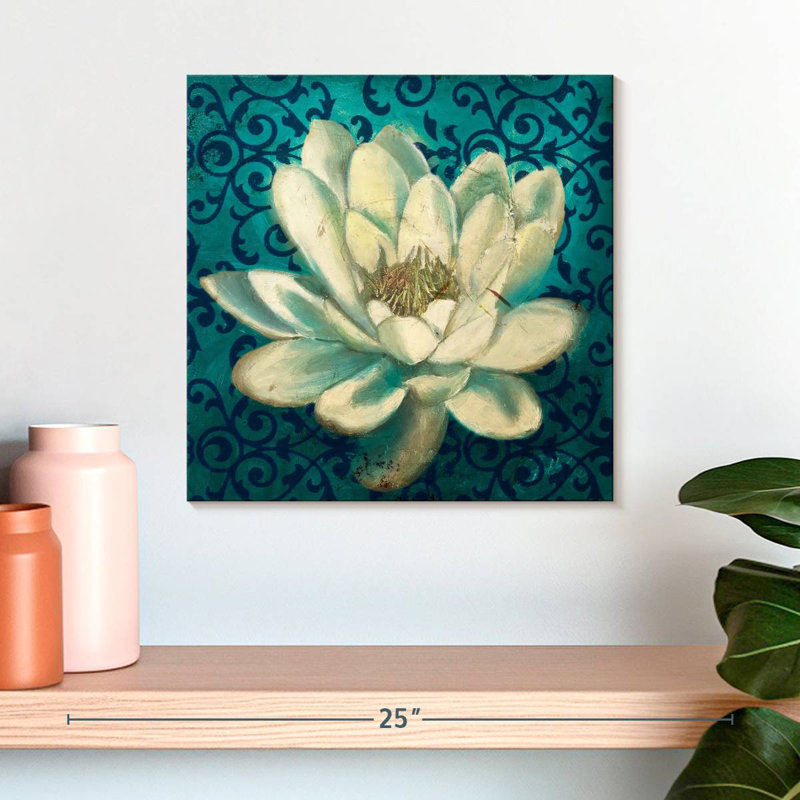Harnek Water Lily On Teal, 16" H x 16" W