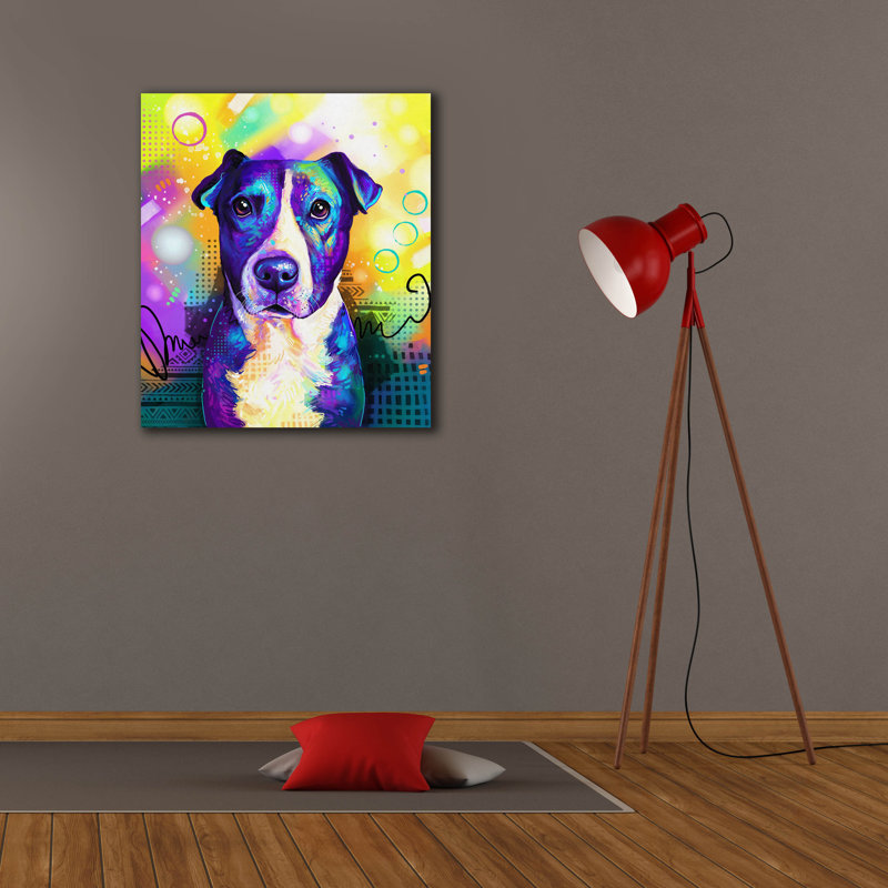 «Pop Art Pit Bull 2» par Furbaby Affiliates, art mural sur toile, H 30 po x l 26 po x P 1,5 po