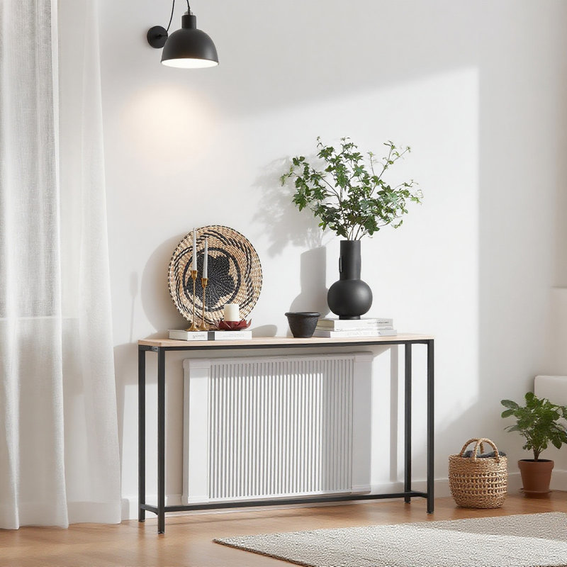 Abingt 120cm Console Table, Black, 80cm H x 120cm W x 20cm D, Light Wooden Effect
