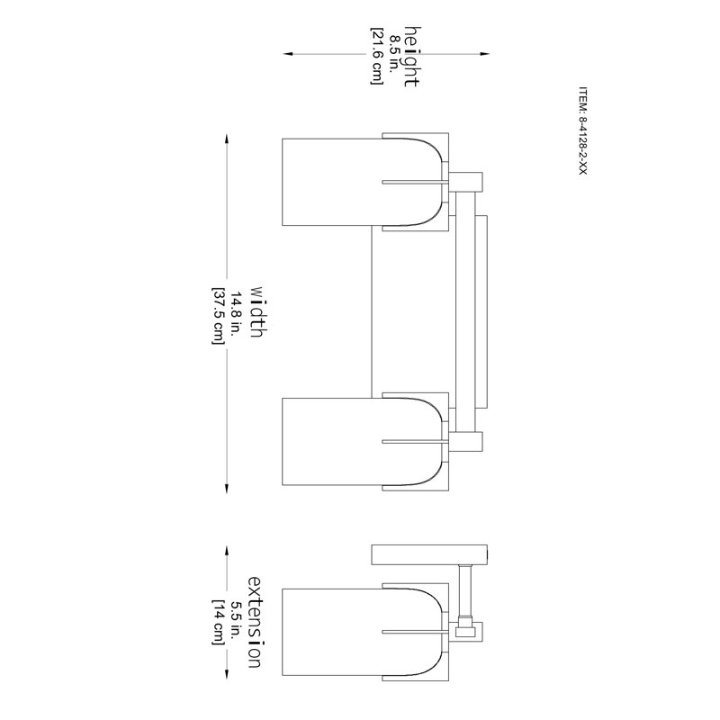 Irela 2-Light Vanity Light in Black, Black, 2 Lights, 8.5" H x 14.75" W x 14.75" D