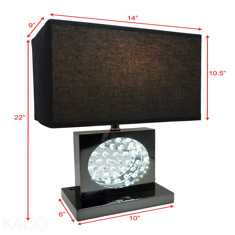 Lampe de table rectangulaire en cristal 1pc, Noir