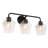 3 - Light Modern Black Dimmable Bathroom Vanity Light  Clear Glass