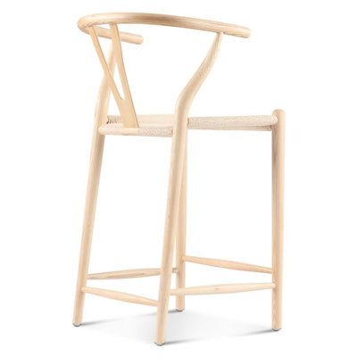 Counter Stool Natural Ash Hand Woven Seat Paper Cord Solid Wood Oil - Based Stain Fire 36.56 In Height 22.17 Depth 20.47 Width 17.55 Lb Weight Of With