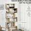 75,5 po H bibliothèque 6 tablettes en forme de S Présentoir de rangement en bois
