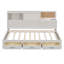 Lit de jour simple en bois avec 3 tiroirs de rangement, tablette souple supérieure, tablette et ensemble de prises et ports USB-1884948023