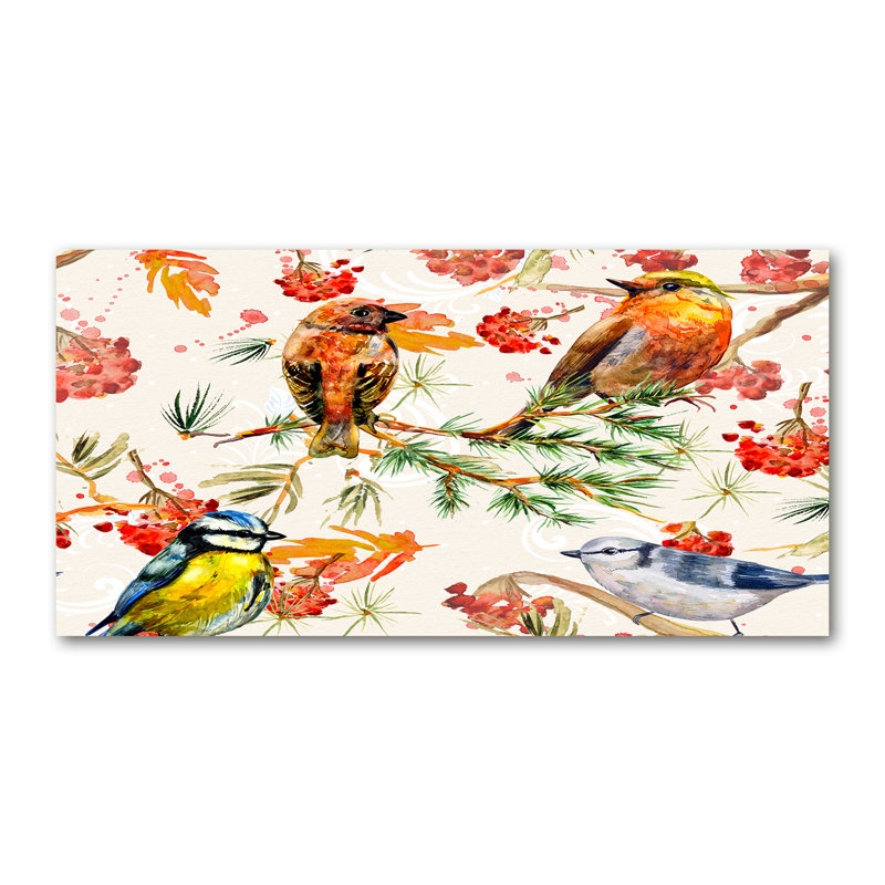 Conifers And Birds - Print, Canvas, 70cm H x 140cm W x 2cm D
