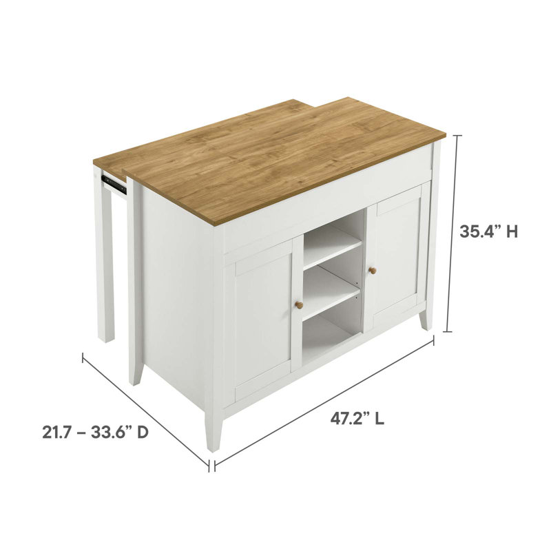 Garland White and Oak 3-Piece Kitchen Island Set with Stools