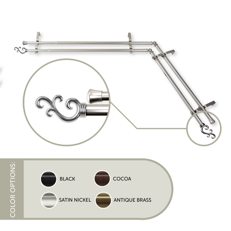 Tringle à rideaux double Verlyn, L 48 po x l 84 po, Nickel satiné