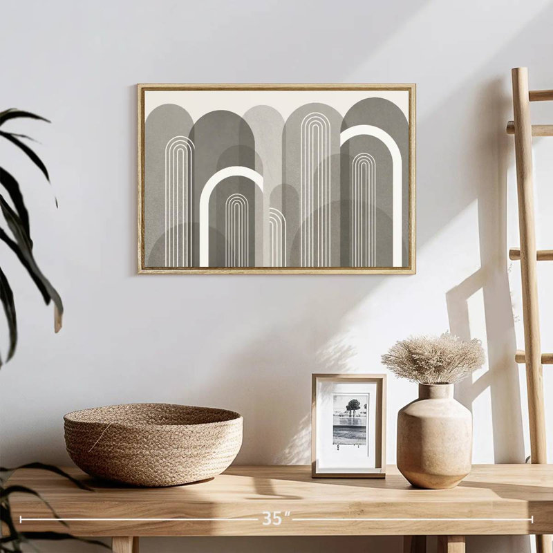 Pierre arches Mid-Century, 19 po x 13 po, Cadre flottant en bois naturel