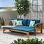 Lit de jour extensible Rustic Long Beach, fabriqué en bois avec coussins de siège rembourrés de tissu d'ameublement