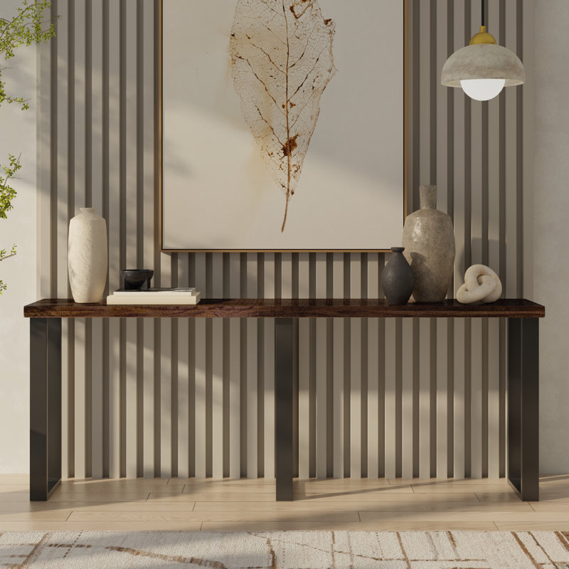 Console en bois massif de manguier vieilli 90 po Glendive, Brun campagnard, H 34,5 po x l 90 po x P 16 po