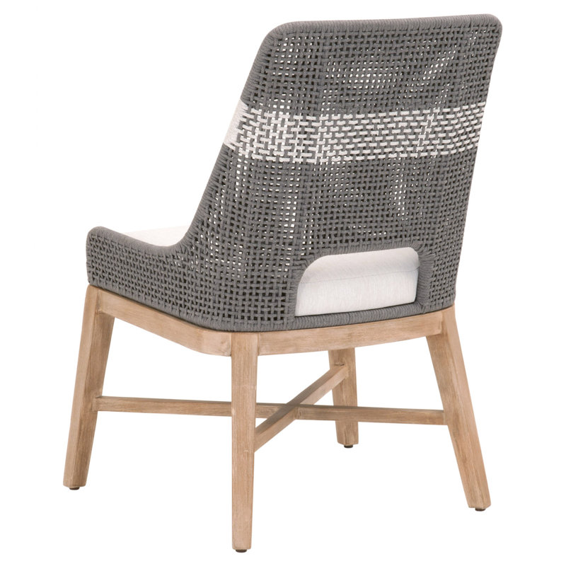 Chaise d'appoint, Corde plate colombe / Acajou gris naturel, Blanc