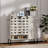 44.3"Farmhouse Sideboard Cabinet With Storage,Coffee Bar Console Table With Storage,Rustic Storage Cabinet With Arched Lattice Doors And Drawer -  For Living Room,Kitchen, Entryway Retro White