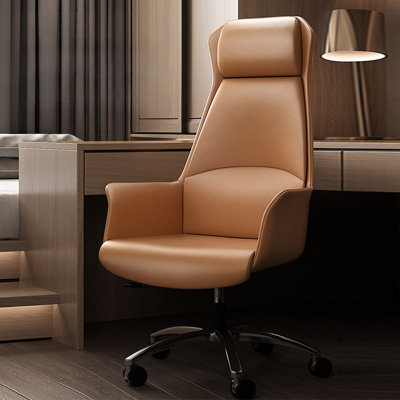 Fauteuil de bureau réglable en cuir véritable + similicuir + alliage d'aluminium