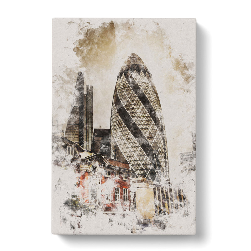 The Gherkin in London - Wrapped Canvas, 76cm H x 50cm W x 3cm D
