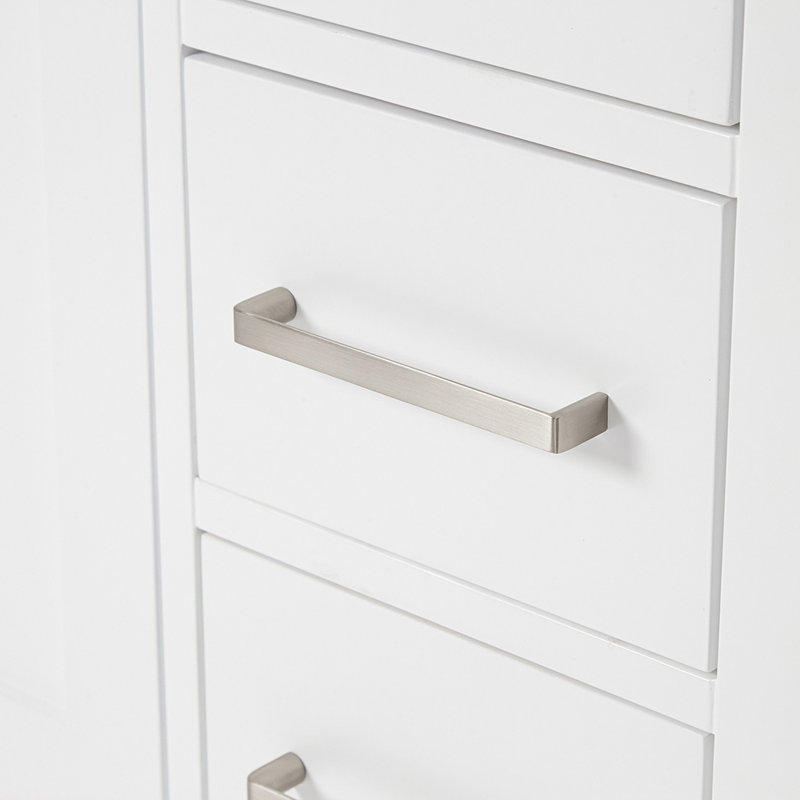 Cambridge 60'' W Double Bathroom Vanity Base, White, Brushed Nickel