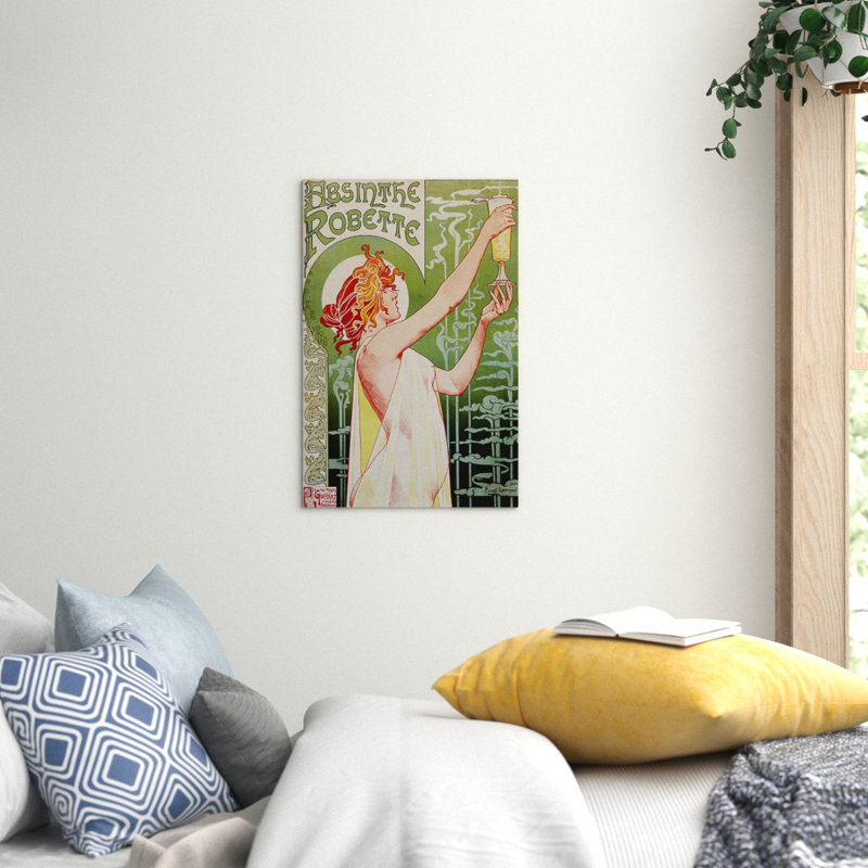 Absinthe Robette by Alphonse Mucha Vintage Advertisement on Canvas - Wrapped Canvas, 60cm H x 40cm W