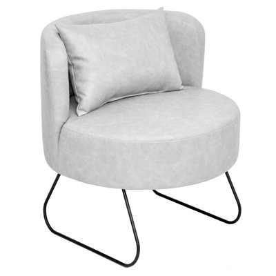 Modern Faux Leather Barrel Chair