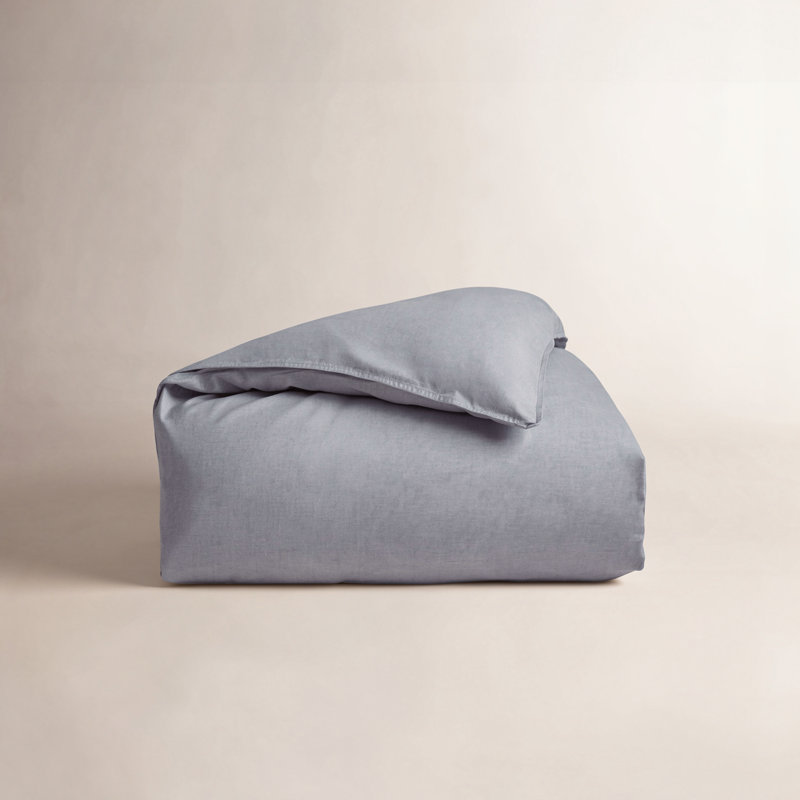 Organic Crinkled Percale Duvet Cover, King/Cal King Duvet Cover, Indigo Chambray