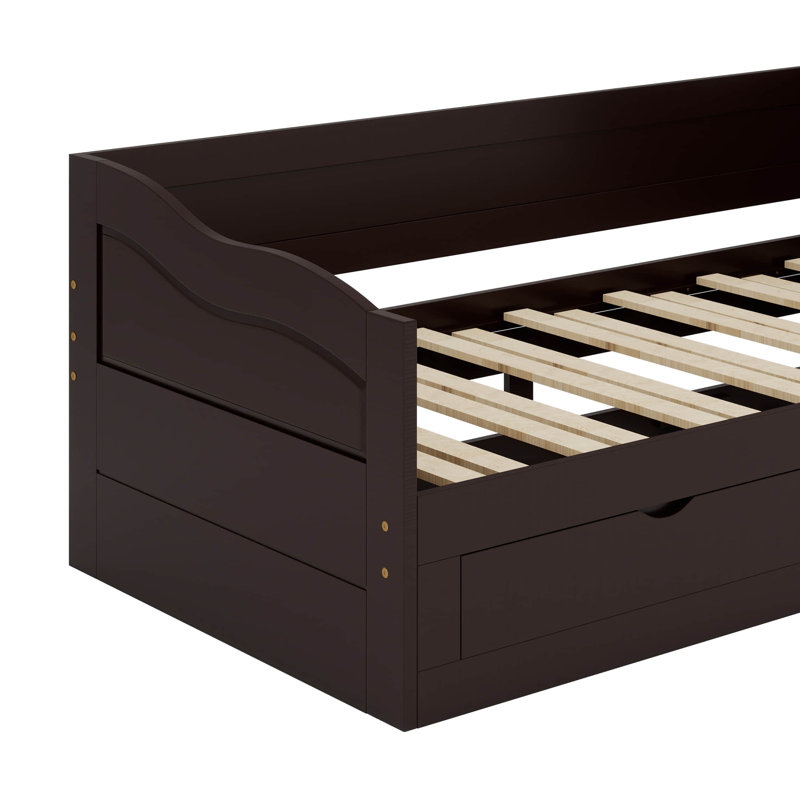 Twin Size Wooden Daybed With Trundle And Storage Drawers, Espresso