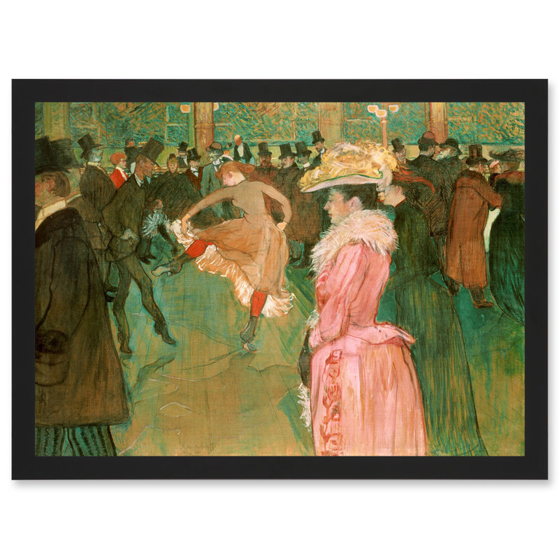 Henri De Toulouse Lautrec At The Cabaret The Dance - Single Picture Frame Painting, 33cm H x 44.5cm W x 1.5cm D