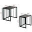 Ensemble de 2 tables d'appoint gigognes de style campagnard industriel - dessus en bois brûlé avec structure en métal noir
