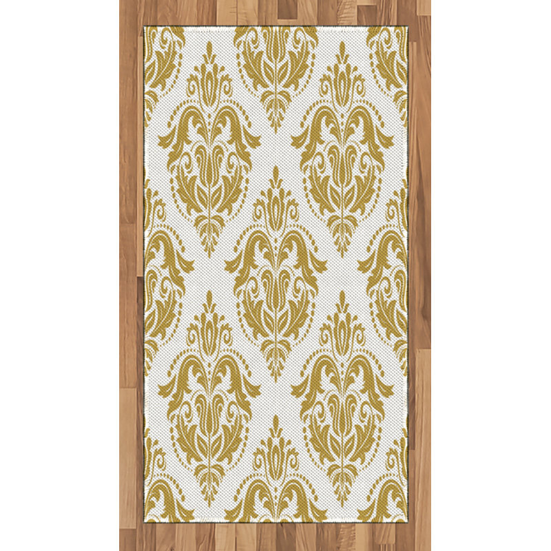 Damask High Density Long Fiber Poly Threads Decorative Area Rug Carpet, Rectangle 2'7" x 5'