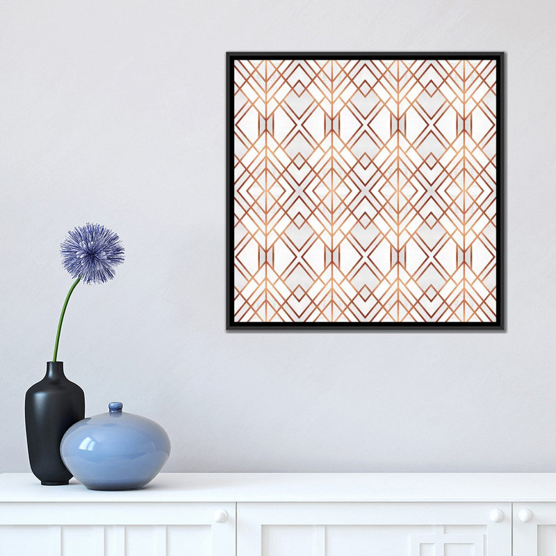 «Copper Geo» par Elisabeth Fredriksson, impression sur toile tendue, H 18 po x l 18 po x P 1,5 po, Toile avec cadre noir
