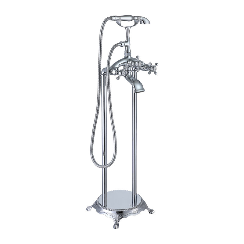 Topcraft Floor Mounted Freestanding Tub Faucet with Handheld Shower, Chrome