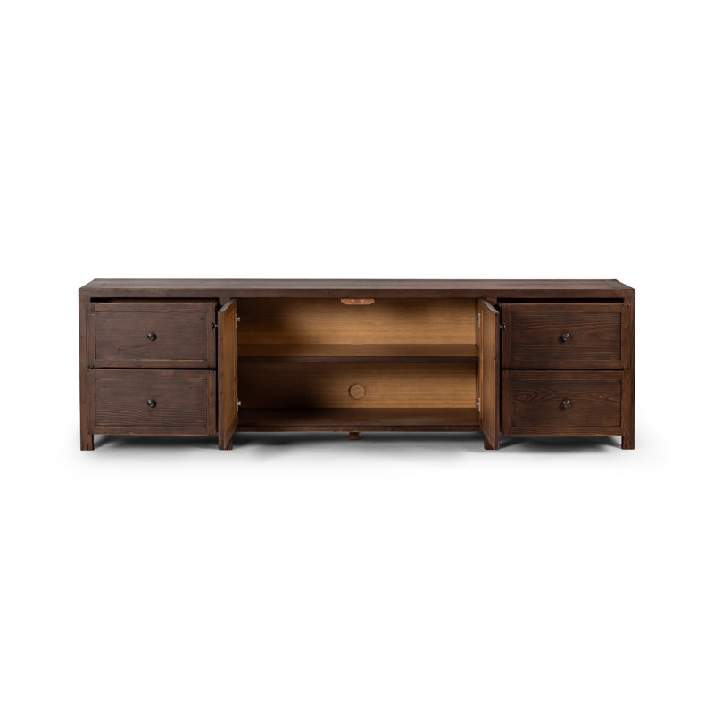 Gaines Solid Wood TV Stand, Dark Brown