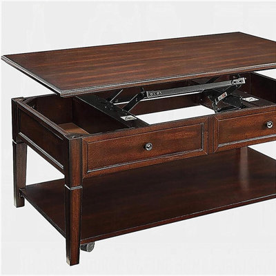 Walnut Wood Coffee Table with Lift-Top