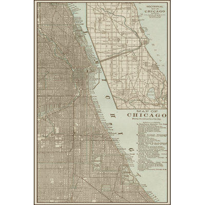 Tinted Map Of Chicago - Wrapped Canvas Painting