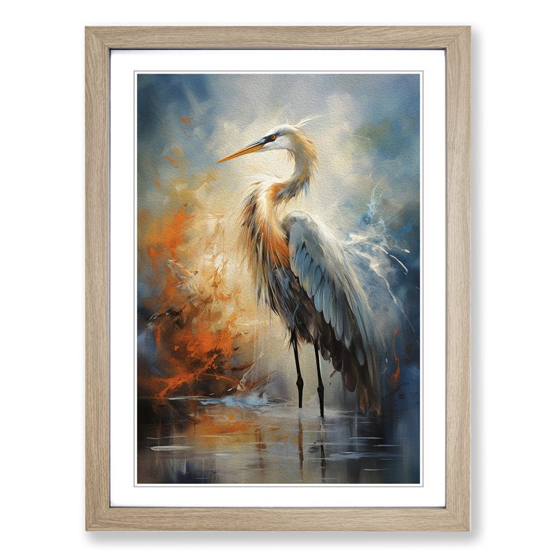 Heron Gestural - Framed Print