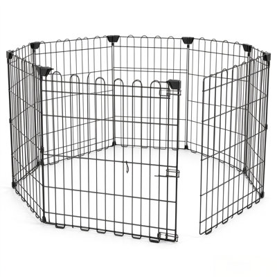 Parc d'exercice octogonal pliable pour chien avec 8 panneaux et pinces - intérieur et extérieur