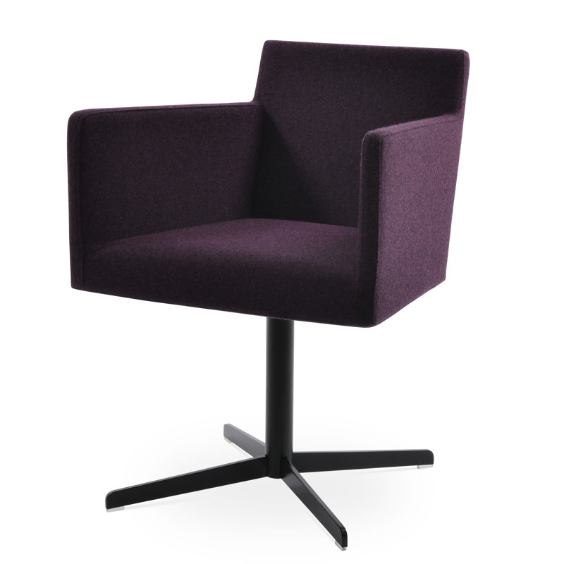 Chaise avec accoudoirs pivotants Harpoint 4 Star, Noir, Laine argentée