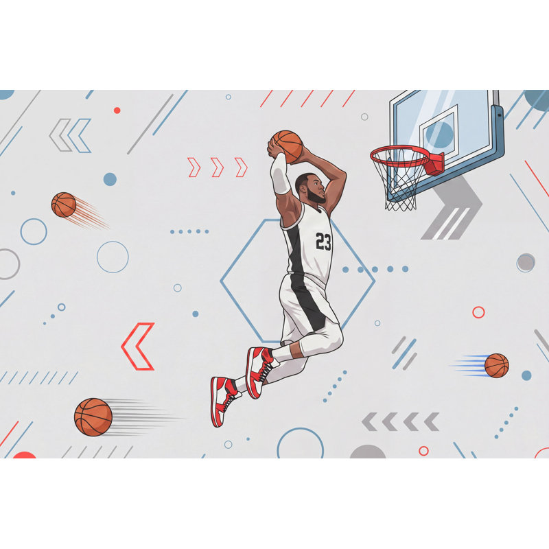 Décoration murale amovible Basketball, 200"x120", Non-Woven Nonpasted