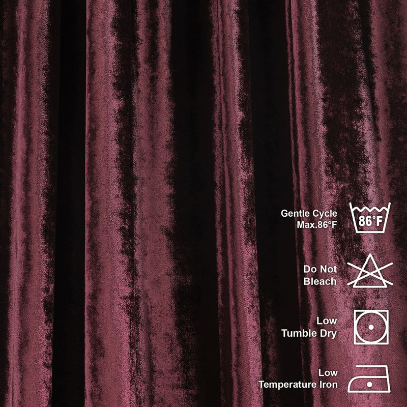 Velvet Semi Sheer Single Curtain Panel, 130cm Width x 450cm Drop, Burgundy