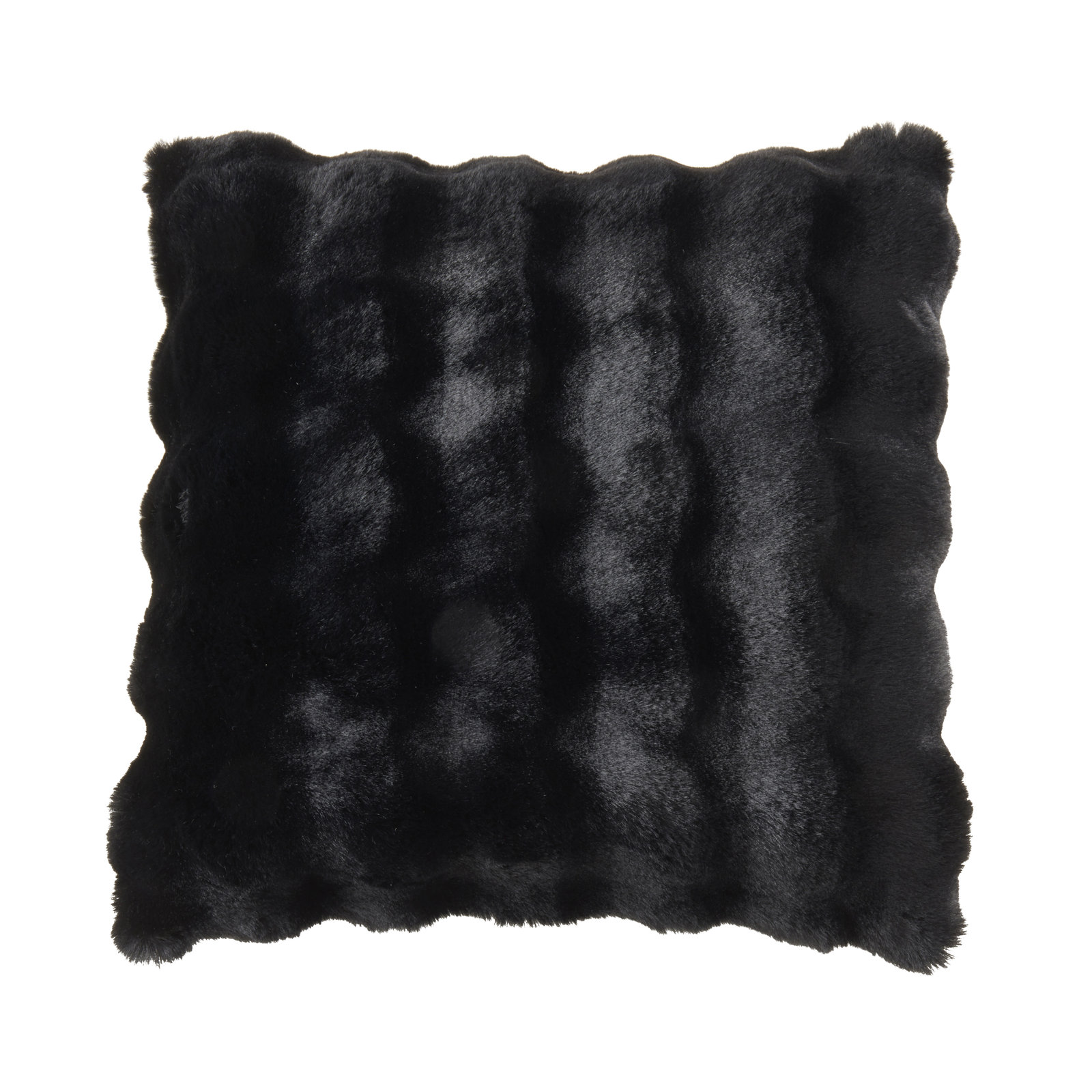Cozy Bubble Faux Fur Pillow Cover, Black, No Insert, Square 20"