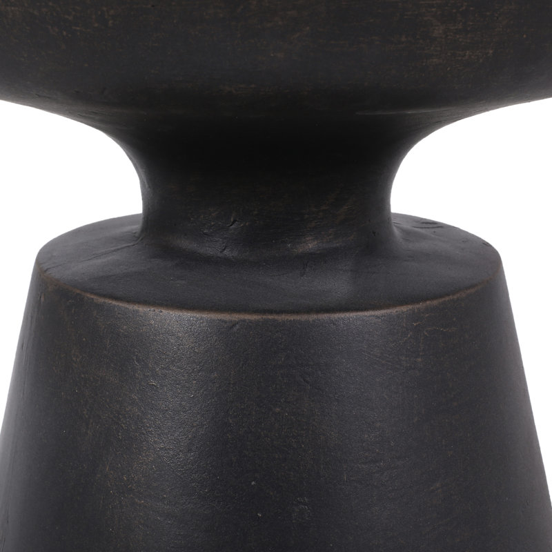 Table d'appoint d'extérieur en béton léger avec demi-plateau, finition cuivre, style minimaliste, table de bout de patio prête à l'emploi, cuivre, look, sans assemblage, facile à entretenir