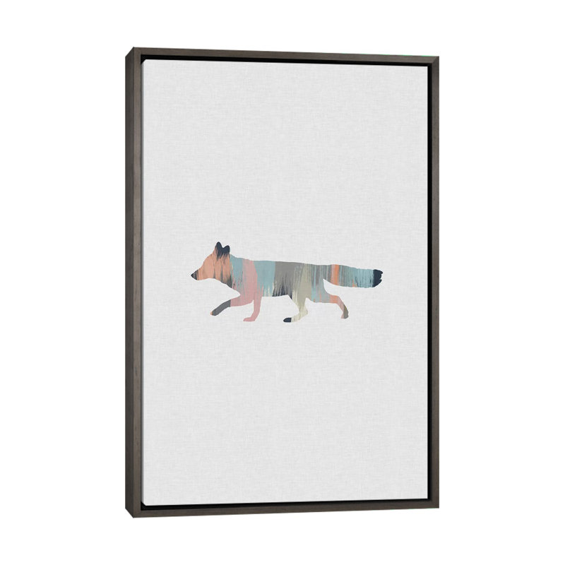 Pastel Fox - impression d'art graphique, Toile avec cadre en bois classique, H 60 po x l 40po x P 1,5 po