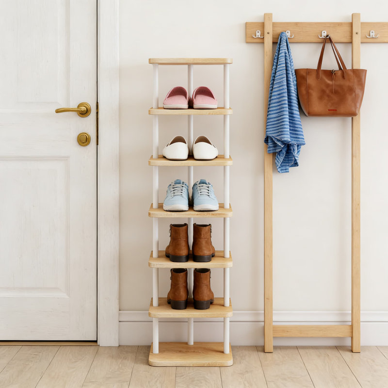 Étagère à chaussures verticale à 7 niveaux - Étagère mince en métal à faible encombrement pour le hall d'entrée, le placard et le rangement de la chambre à coucher