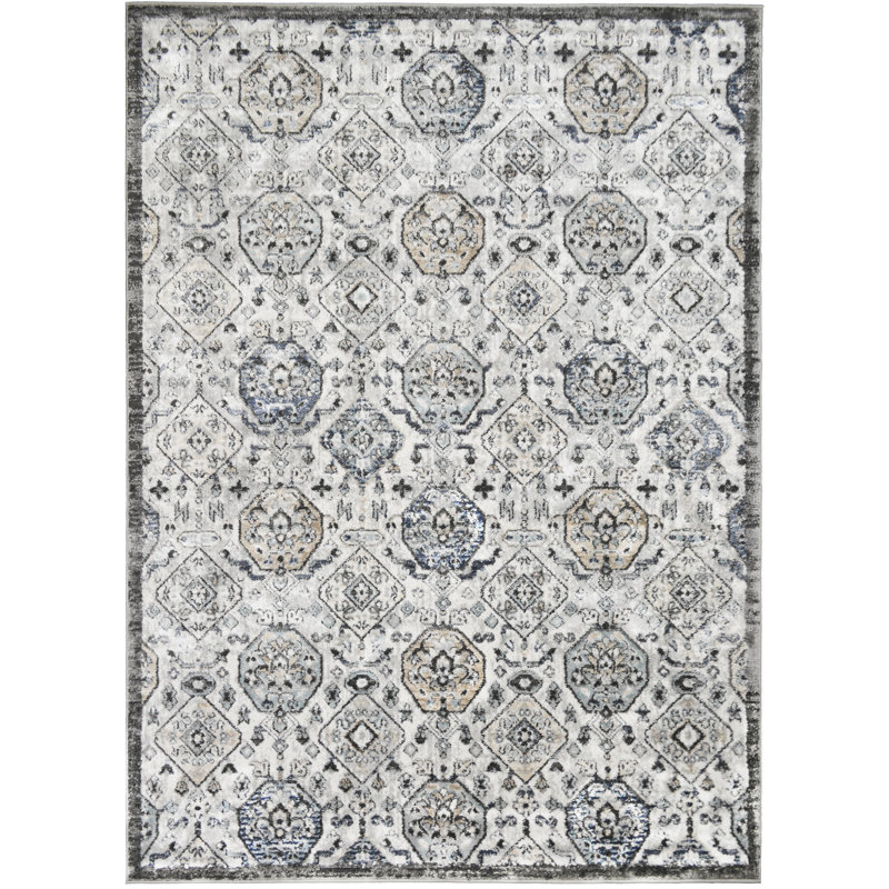 Tapis oriental ivoire Nickelsen Charlotte, Rectangle 7 pi 10 po x 9 pi 10 po