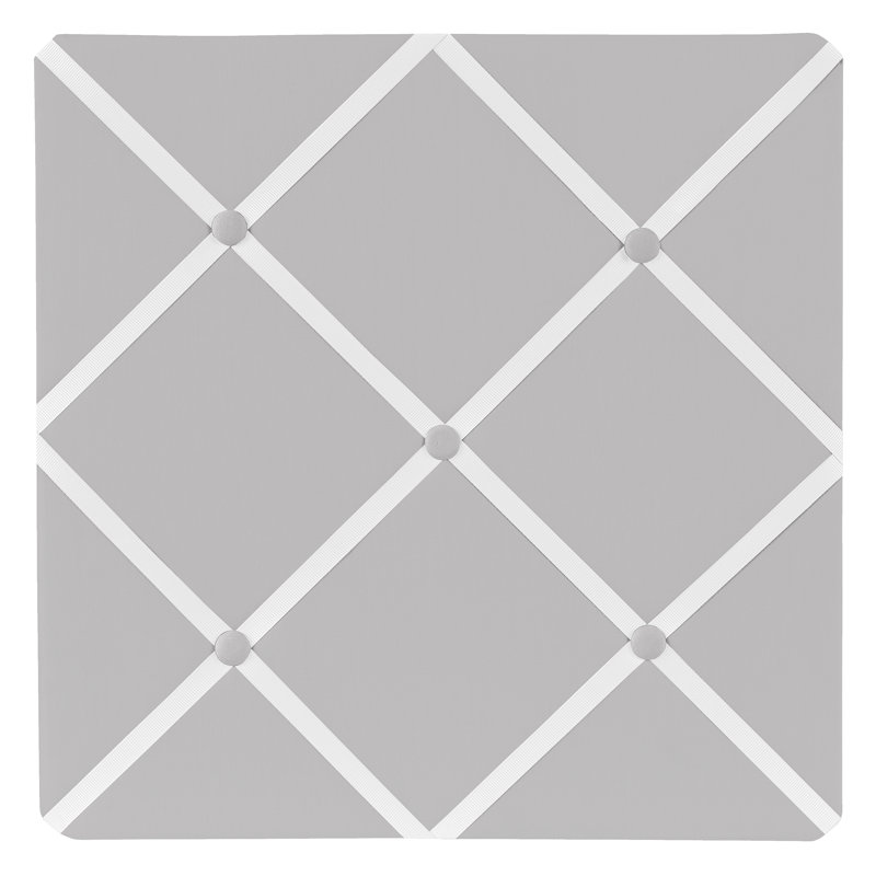Gray and White Fabric Trellis Memo Board, 13" x 13"