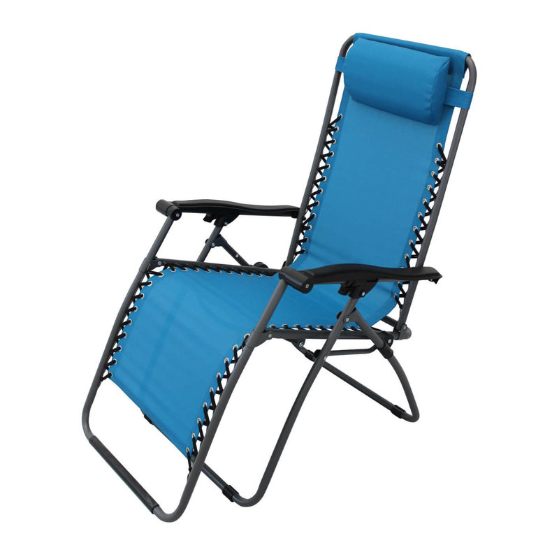 Kynsie Folding Zero Gravity Chair, Blue, Grey/Black