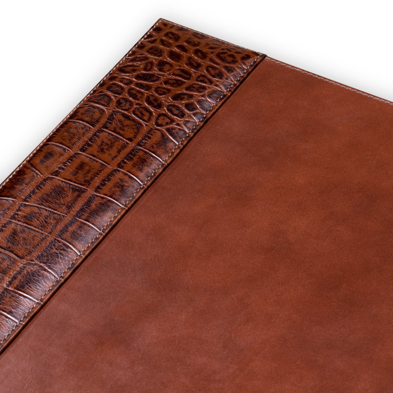 Desk Blotter Scaleo Croco Embossed Antique Brown Leather
