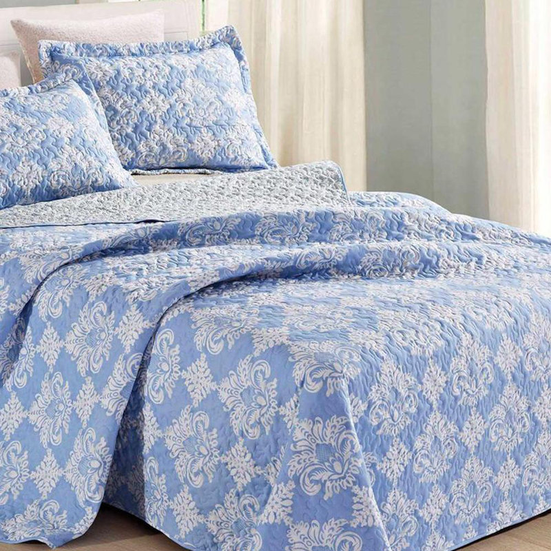 Modern & Contemporary Floral Quilt, King Quilt + 2 King Shams