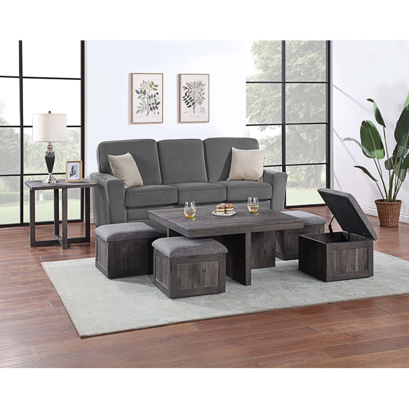 Ensemble de tables basses 6 pièces Harford, Brun